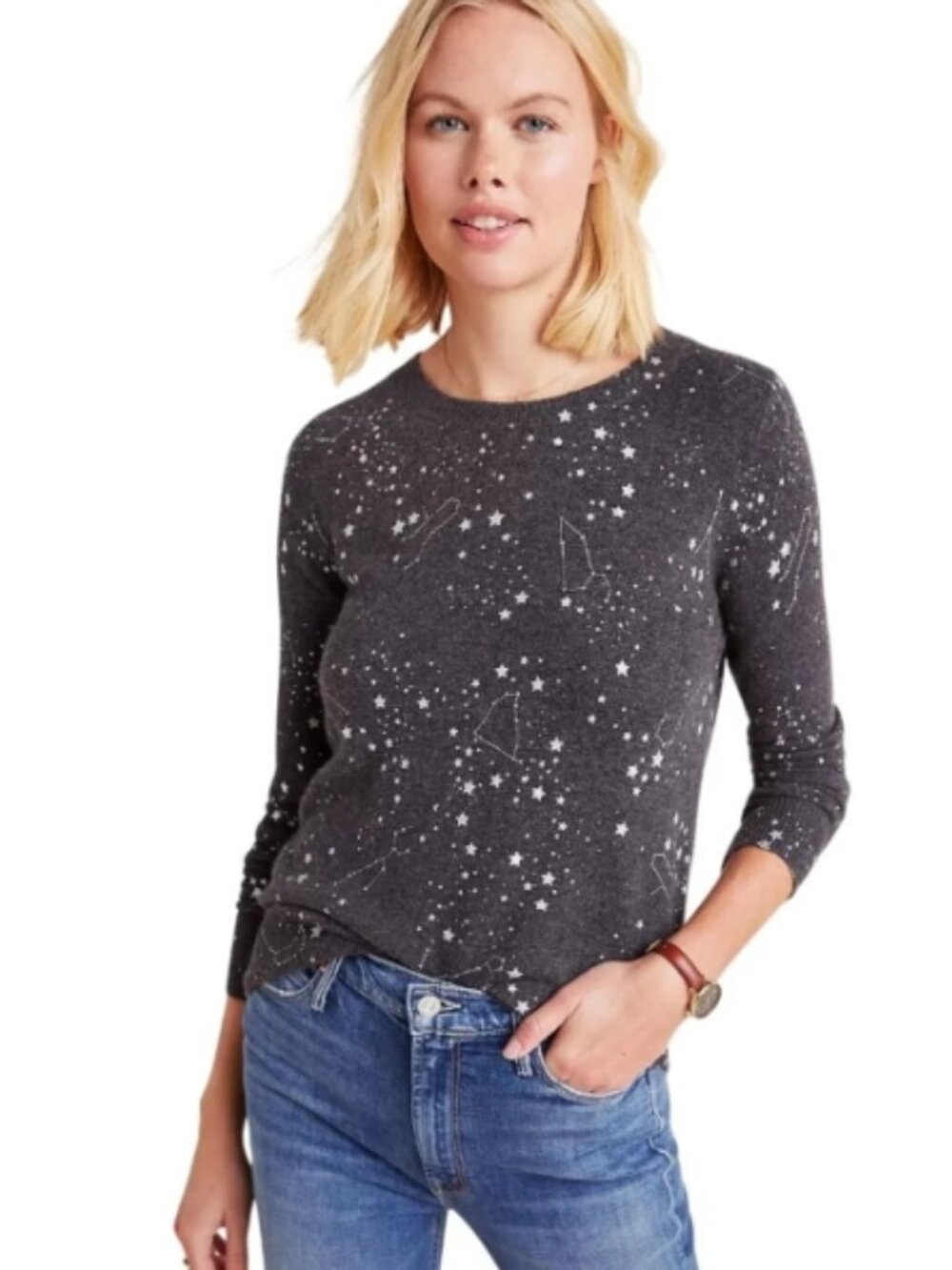 EUC White + Warren Zodiac Cashmere Sweater, Sz - M